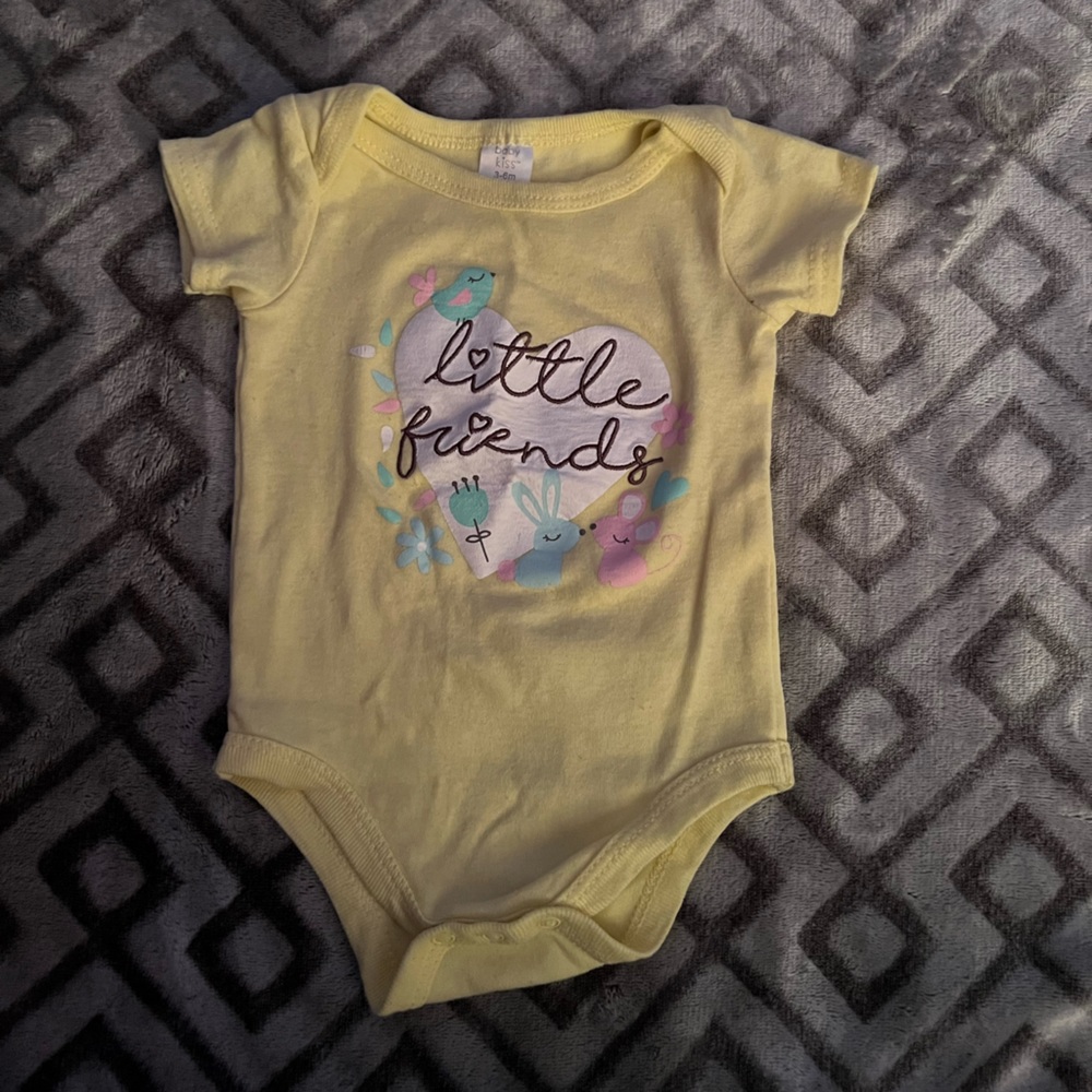 Baby Kiss 3/6M Yellow Onesie